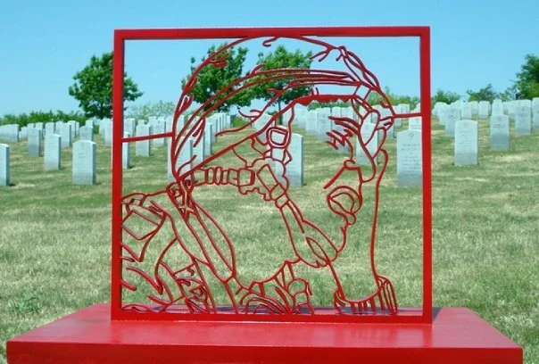 Exhausted
carved wood, paint
24 x 24 x 1/2 inch on 30 x 15 x 2 inch wood base
