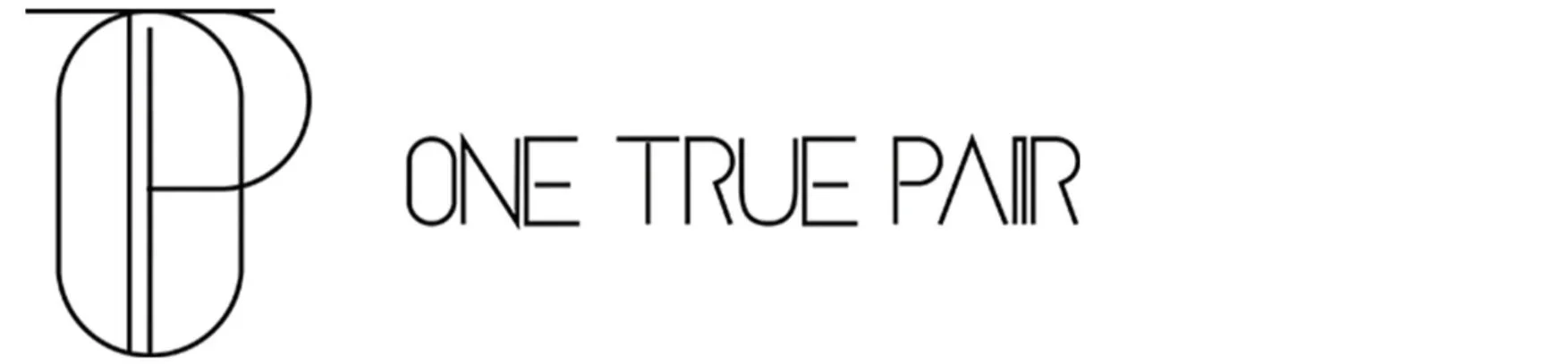 Logo with a stylized 'O' and 'P' next to the words 'ONE TRUE PAIR' in thin, black text.