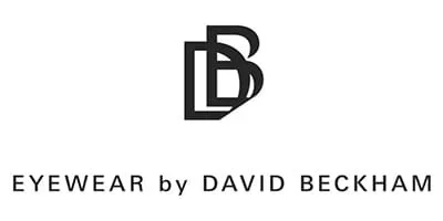 Logo with overlapping stylized letters B and D above the text 'EYEWEAR by DAVID BECKHAM'.