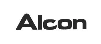 The logo of Alcon, a medical company.
