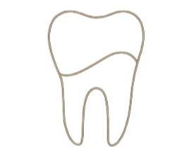 A dental floss pick looped around a molar tooth