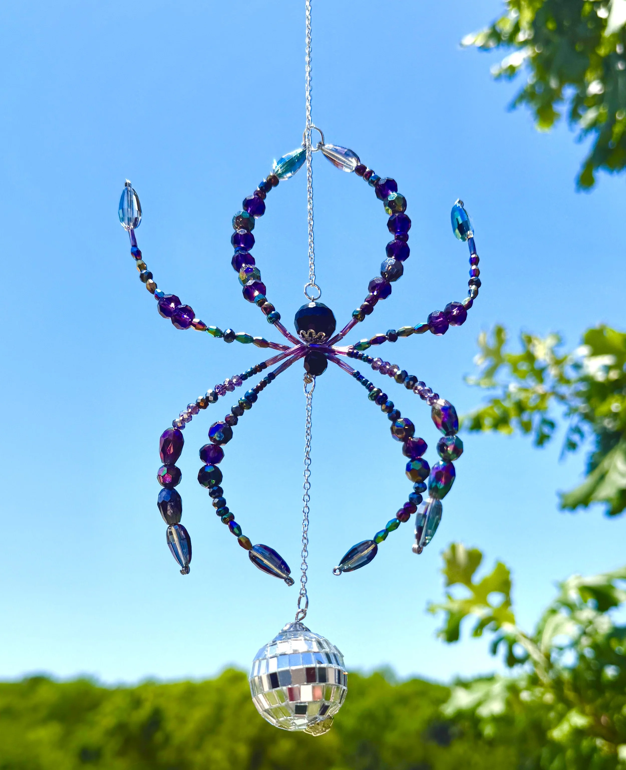 Disco Sparkle Beaded Spider Suncatcher