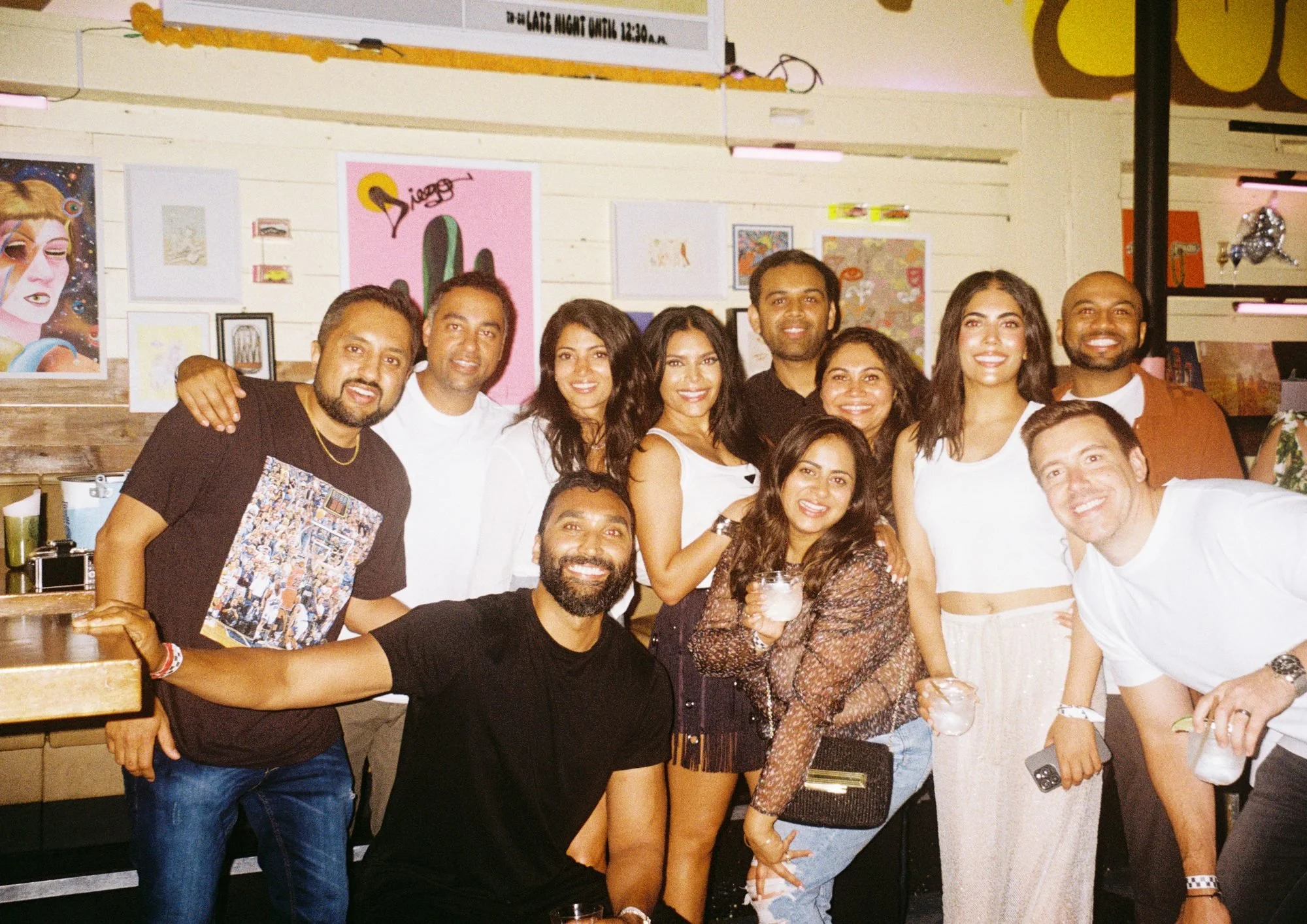 A group of friends celebrating late at Diego in West Town Chicago