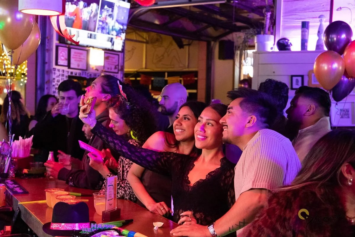 Friends celebrating together inside Diego in West Town Chicago