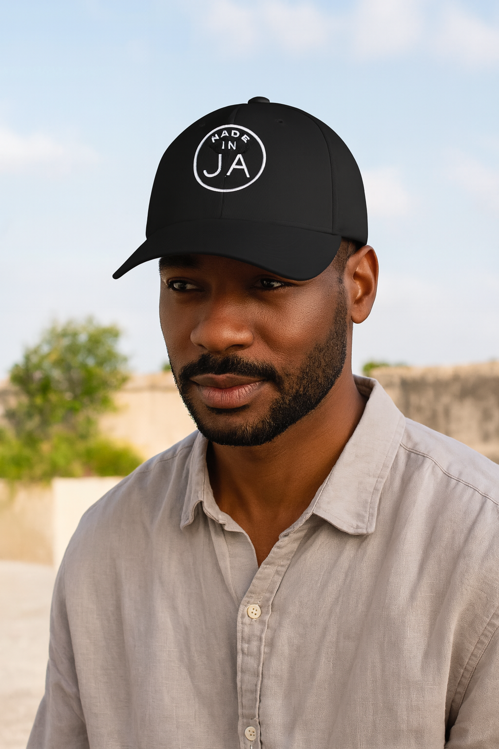 Made in JA Black Structured Twill Cap