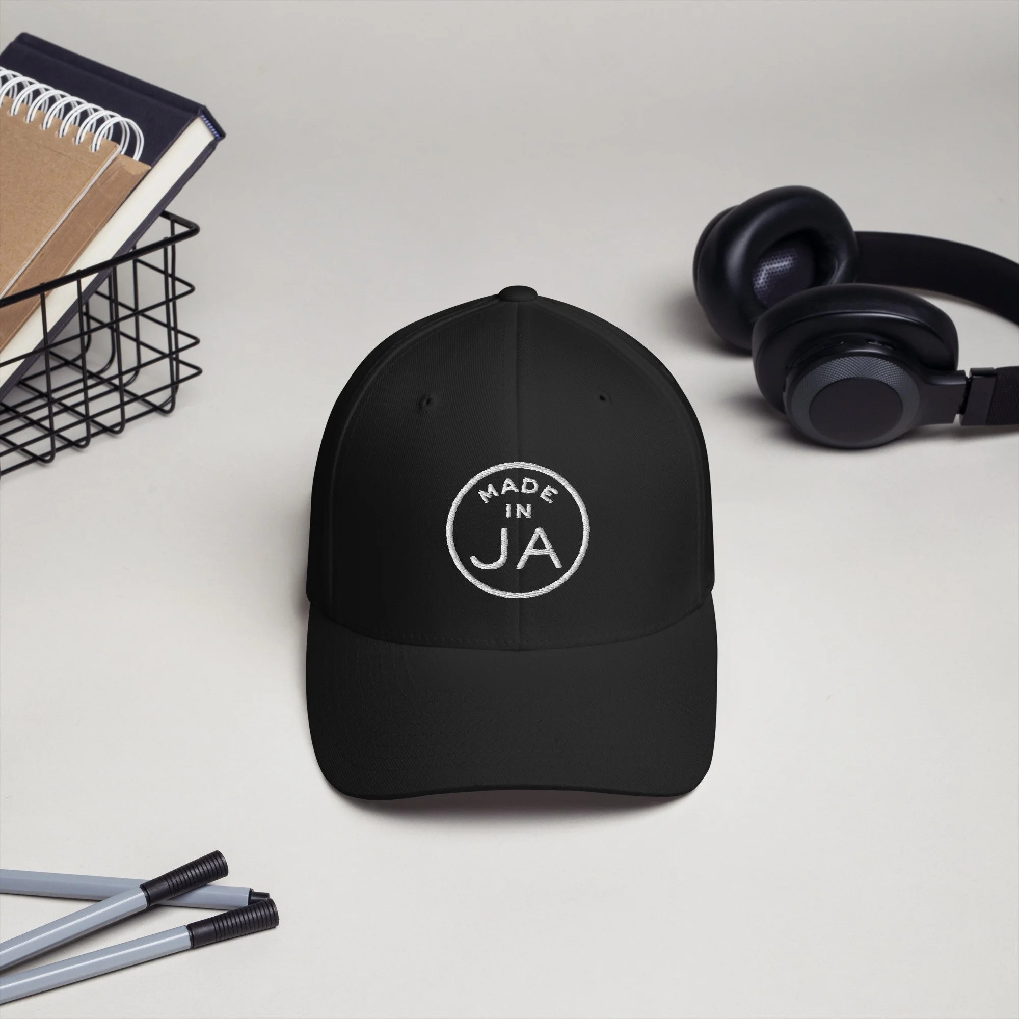 Made in JA Black Structured Twill Cap