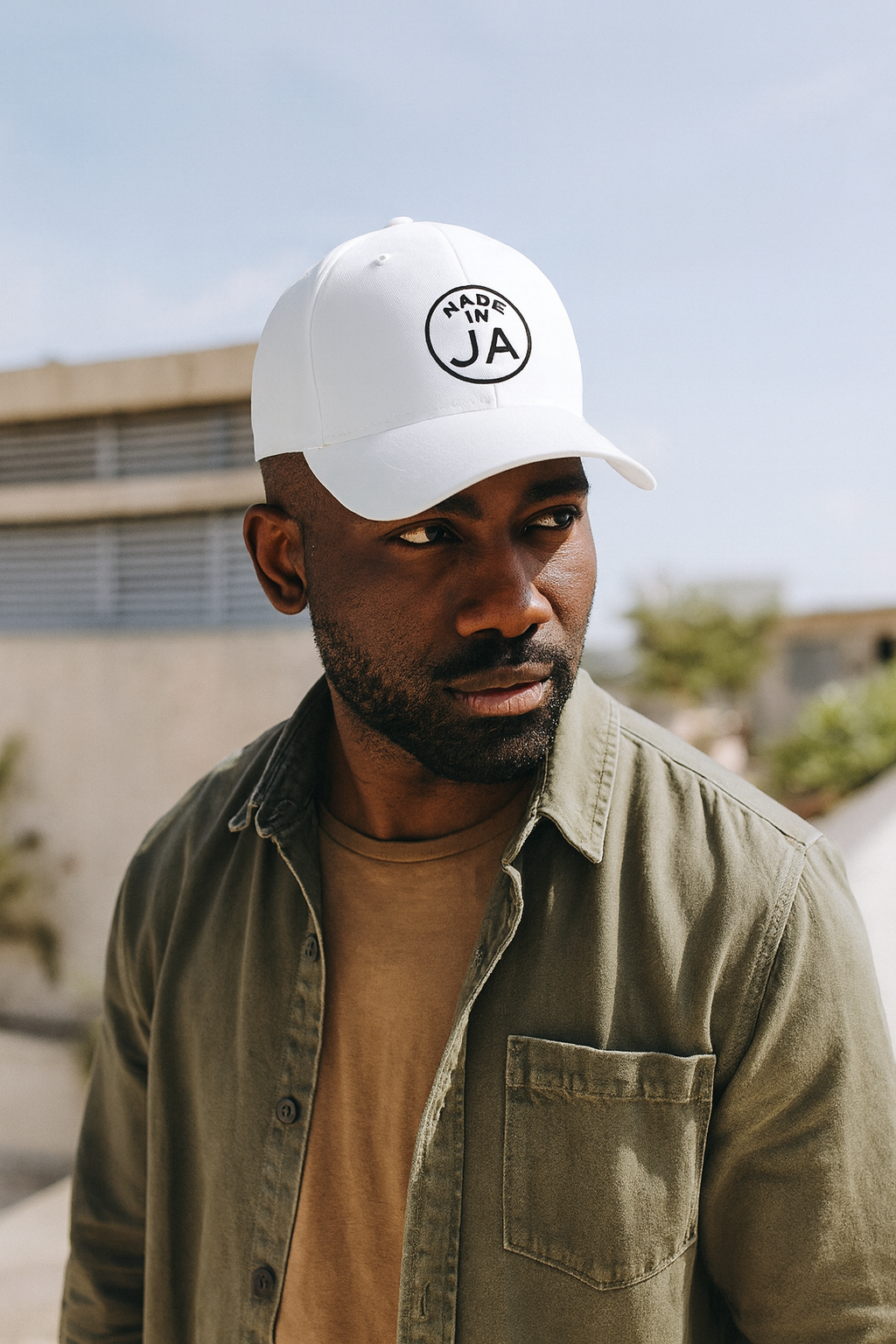 Made in JA White Structured Twill Cap