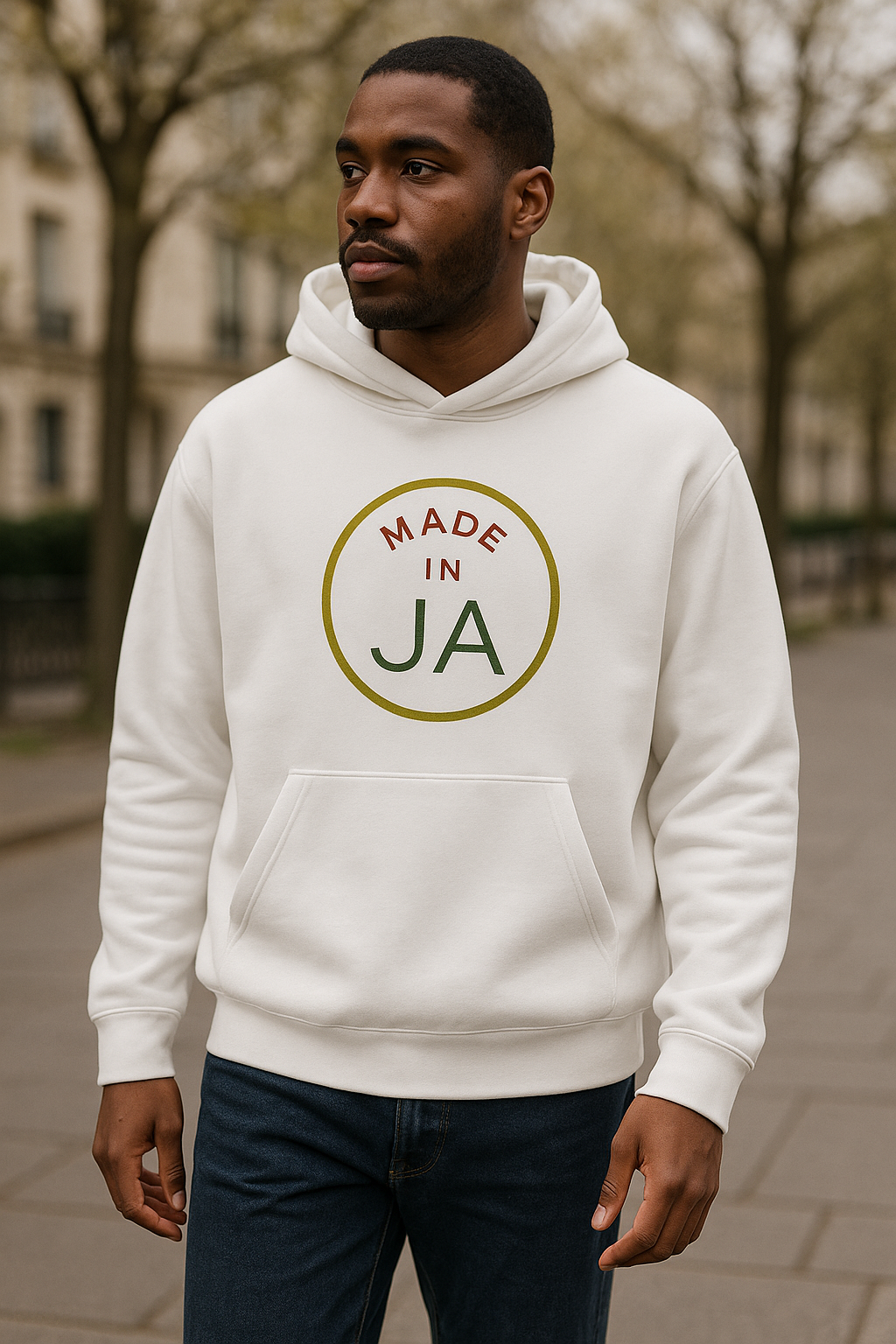 Made in JA White Oversized Hoodie