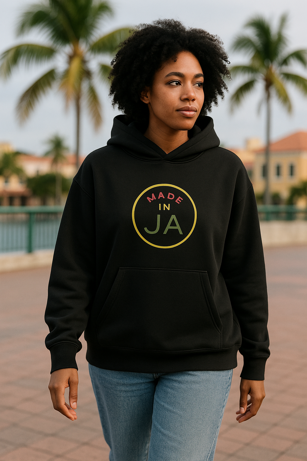 Made in JA Black Oversized Hoodie