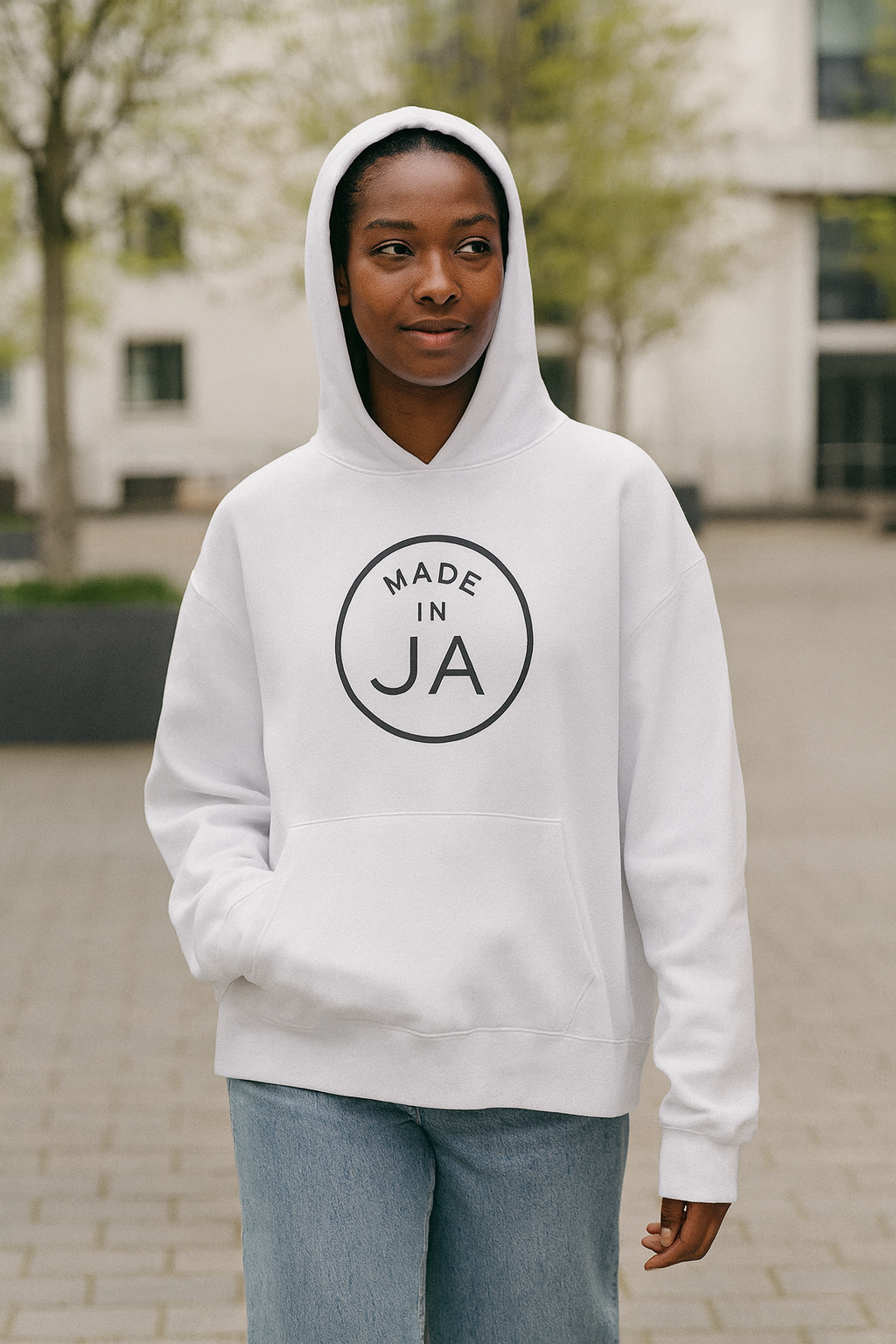 Made in JA White Oversized Hoodie