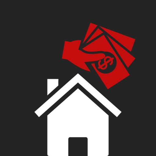 Illustration of a house with a hand holding money above it