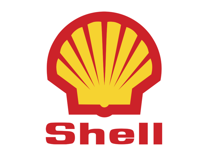 Shell logo featuring a yellow seashell and red text reading 'Shell'