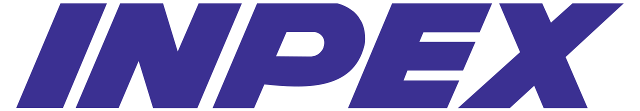 The logo of the INPEX energy company with bold purple letters on a black background.