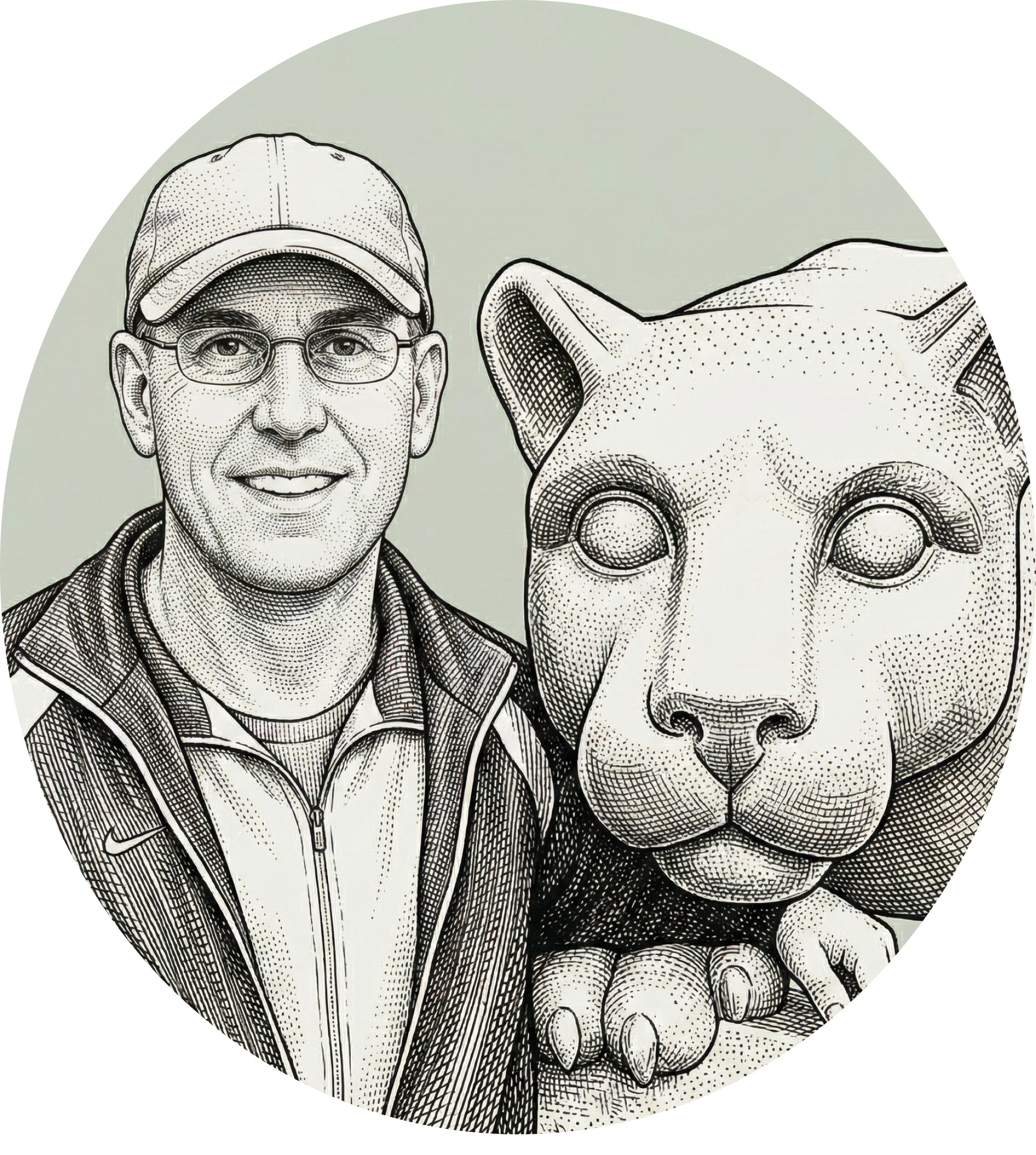 A stylized headshot illustration of Phil Kirkland