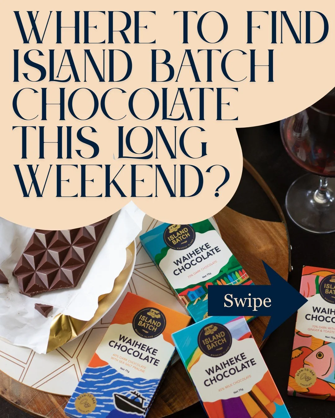 Looking to get the perfect gift or your chocolate fix this weekend? 
Island Batch chocolate now stocked at: 
@mudbrick_nz
@theislandgrocer
@rawatwaiheke

We will also be at Waiheke Ostend Market this Saturday. See you there!

#chocolate #getaway #lon