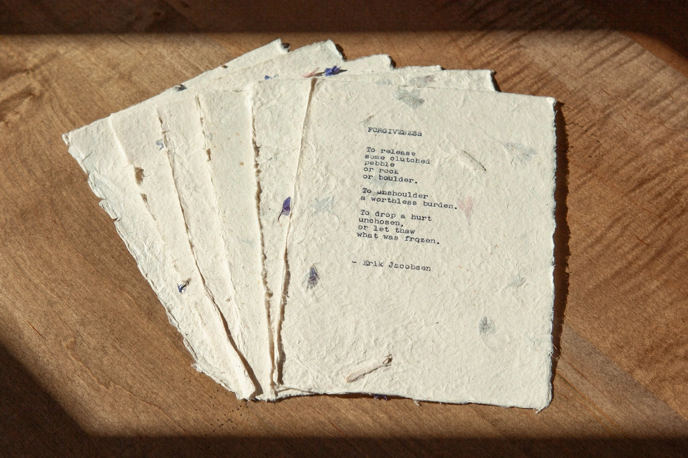 Hand-typed Poem on Artisan Paper