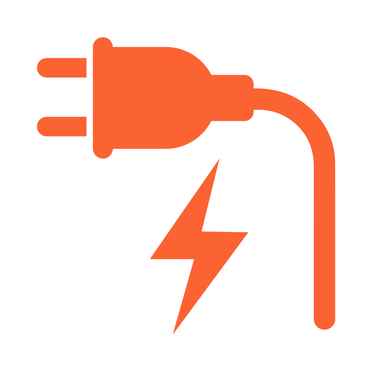Icon of an electric plug with a lightning bolt symbol underneath.