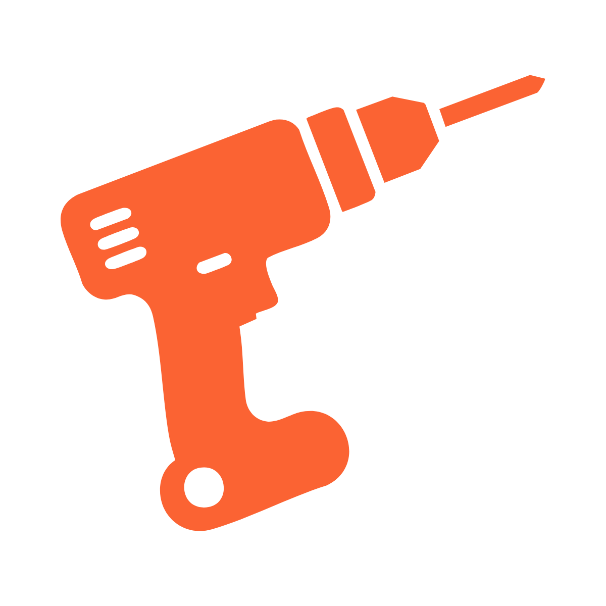 Illustration of a cordless power drill in orange color.