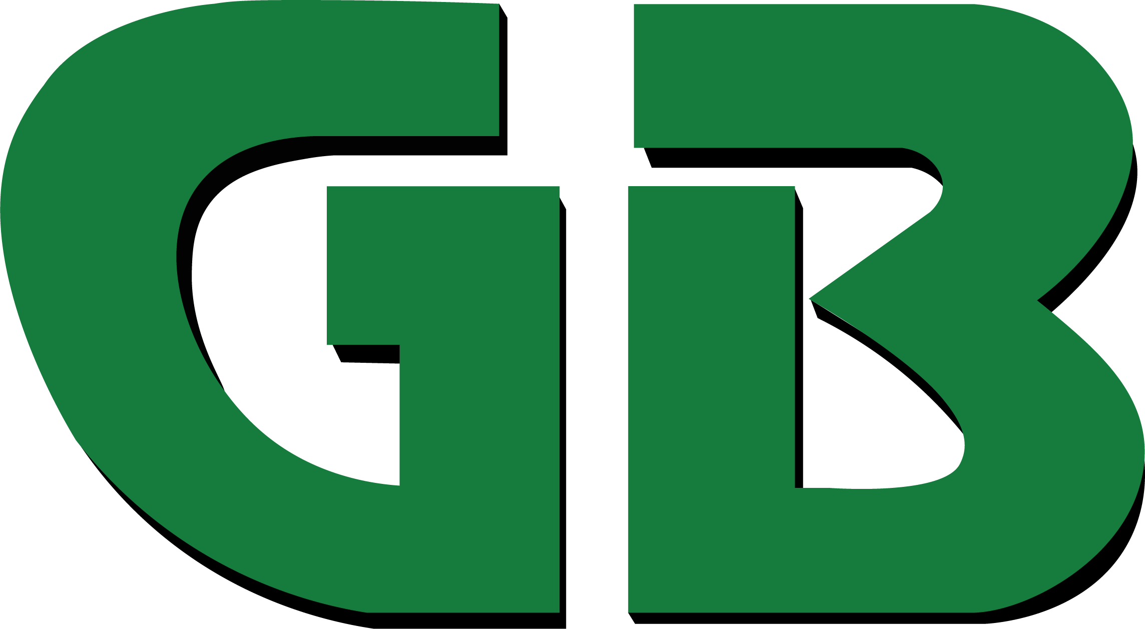 The image features a large, stylized logo with the letters 'GB' in green and black.