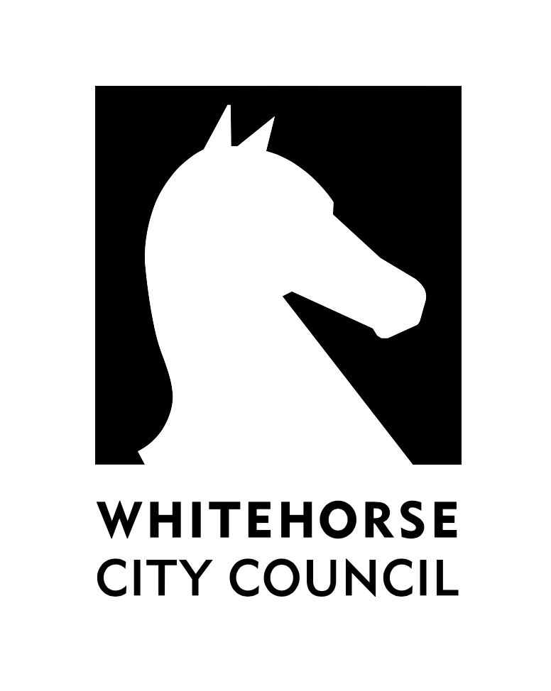 Logo of Whitehorse City Council featuring a black and white silhouette of a horse's head with the text 'WHITEHORSE CITY COUNCIL' below.