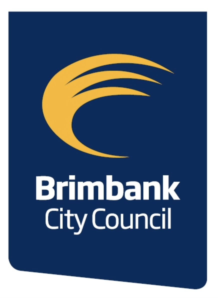 Brimbank City Council logo featuring a yellow crescent and three yellow streaks on a dark blue background, with the text 'Brimbank City Council' beneath.