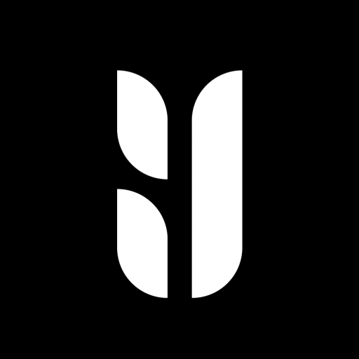 A black background with a white, abstract, symmetrical design resembling a stylized flower or leaf pattern.