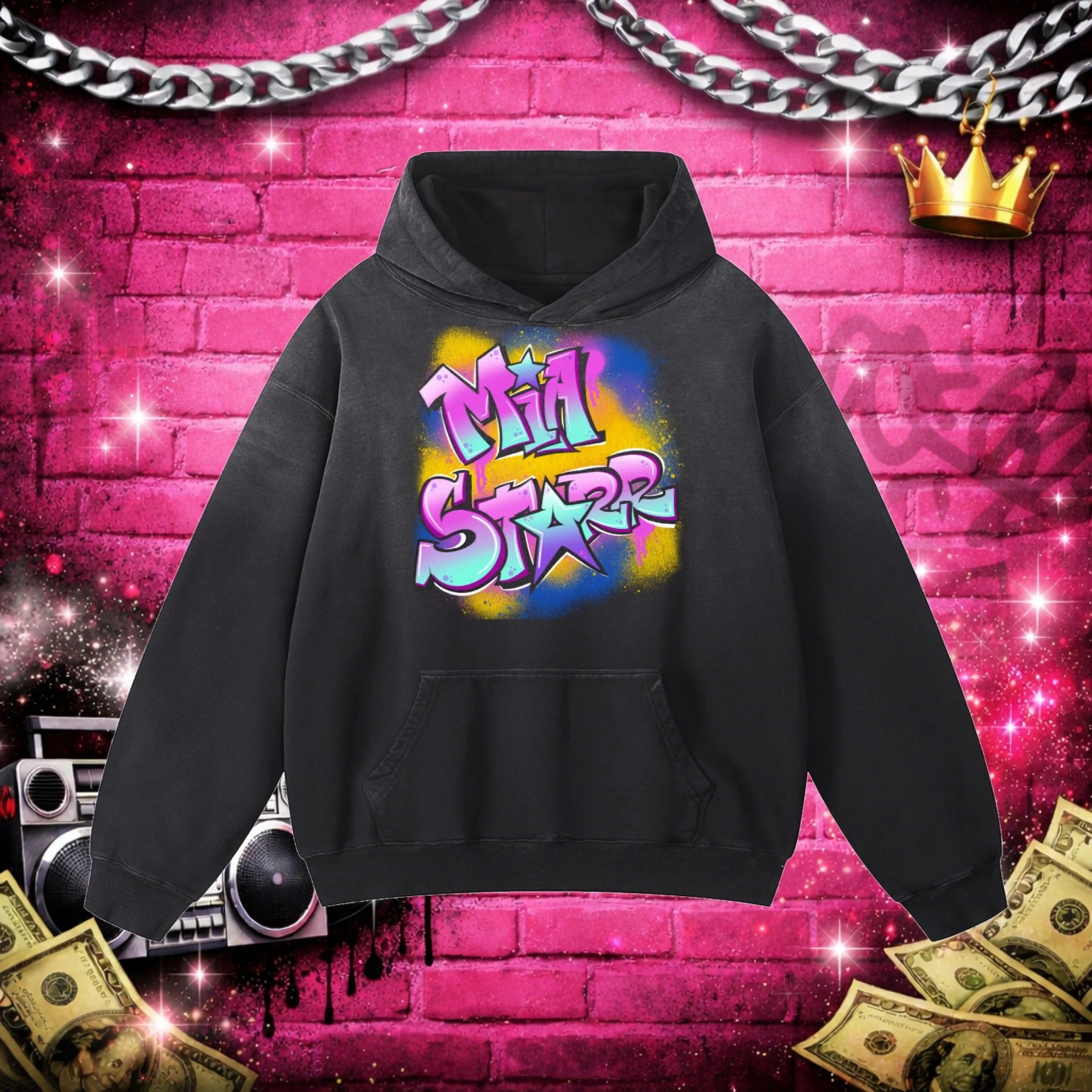 Mia Starr Graffiti Oversized Hoodie