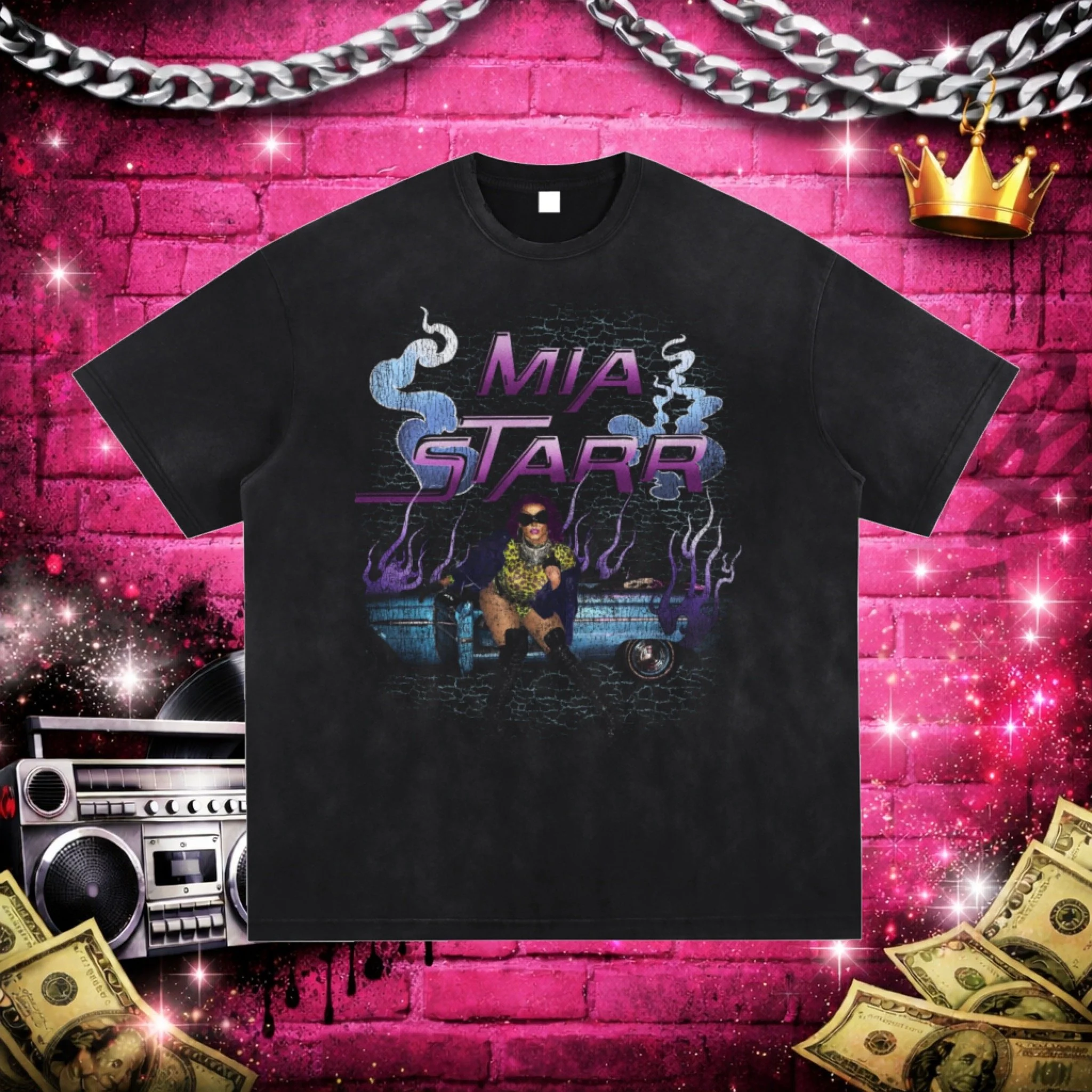 Mia Starr Racing Vintage Washed Hand-Frayed Tee