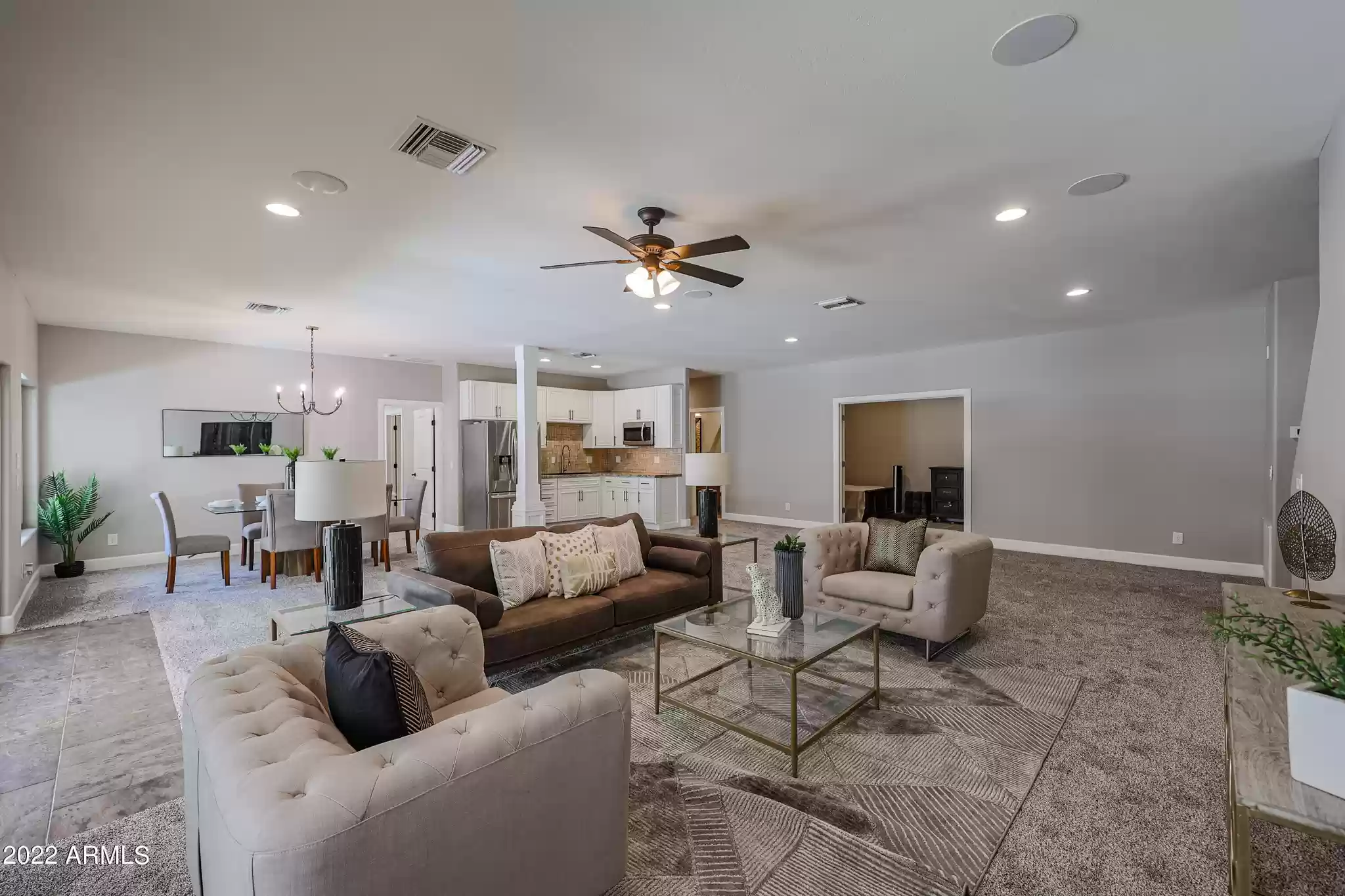 Basement Grand Room and Kitchen