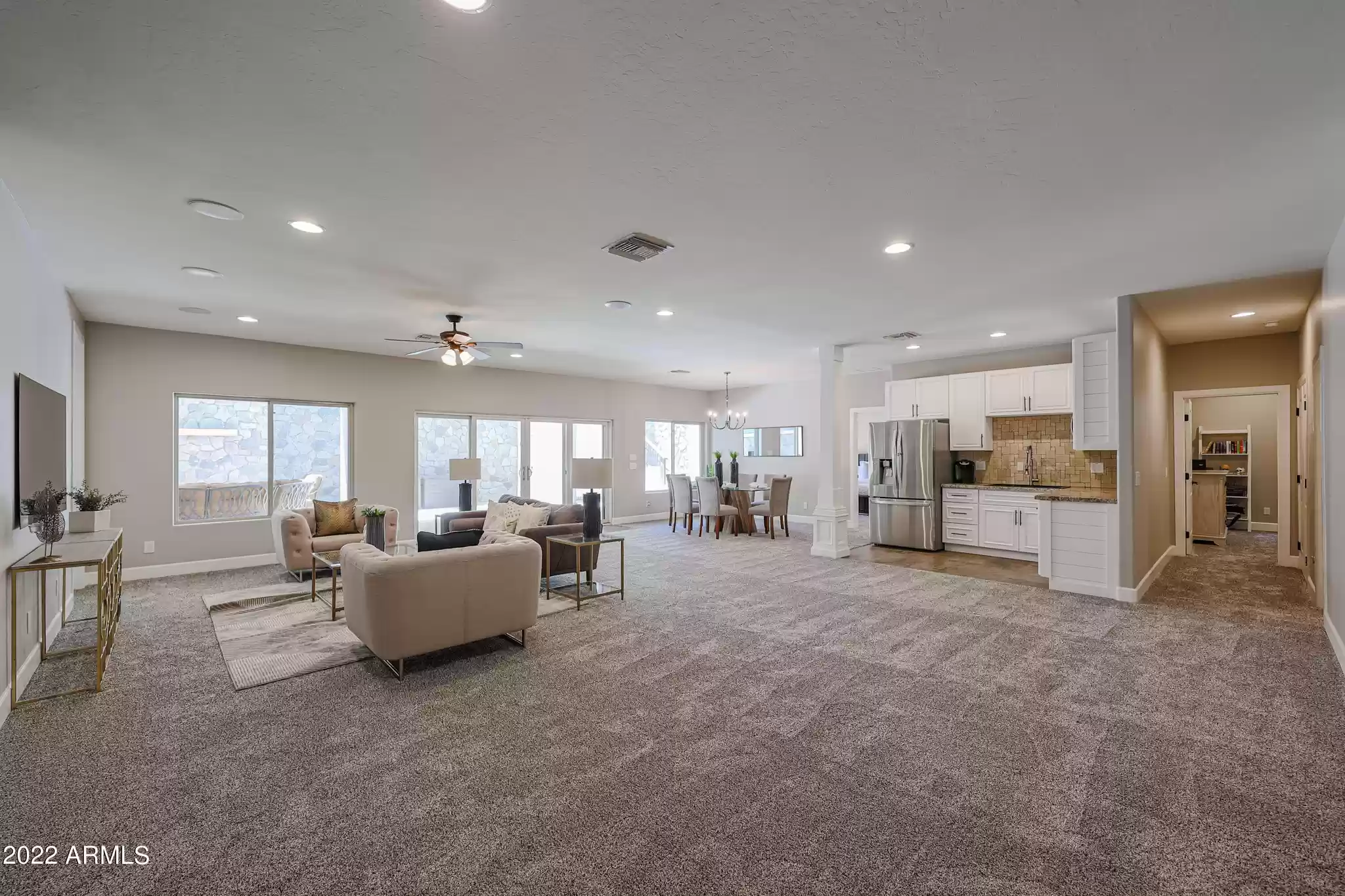 Basement Grand Room and Kitchen