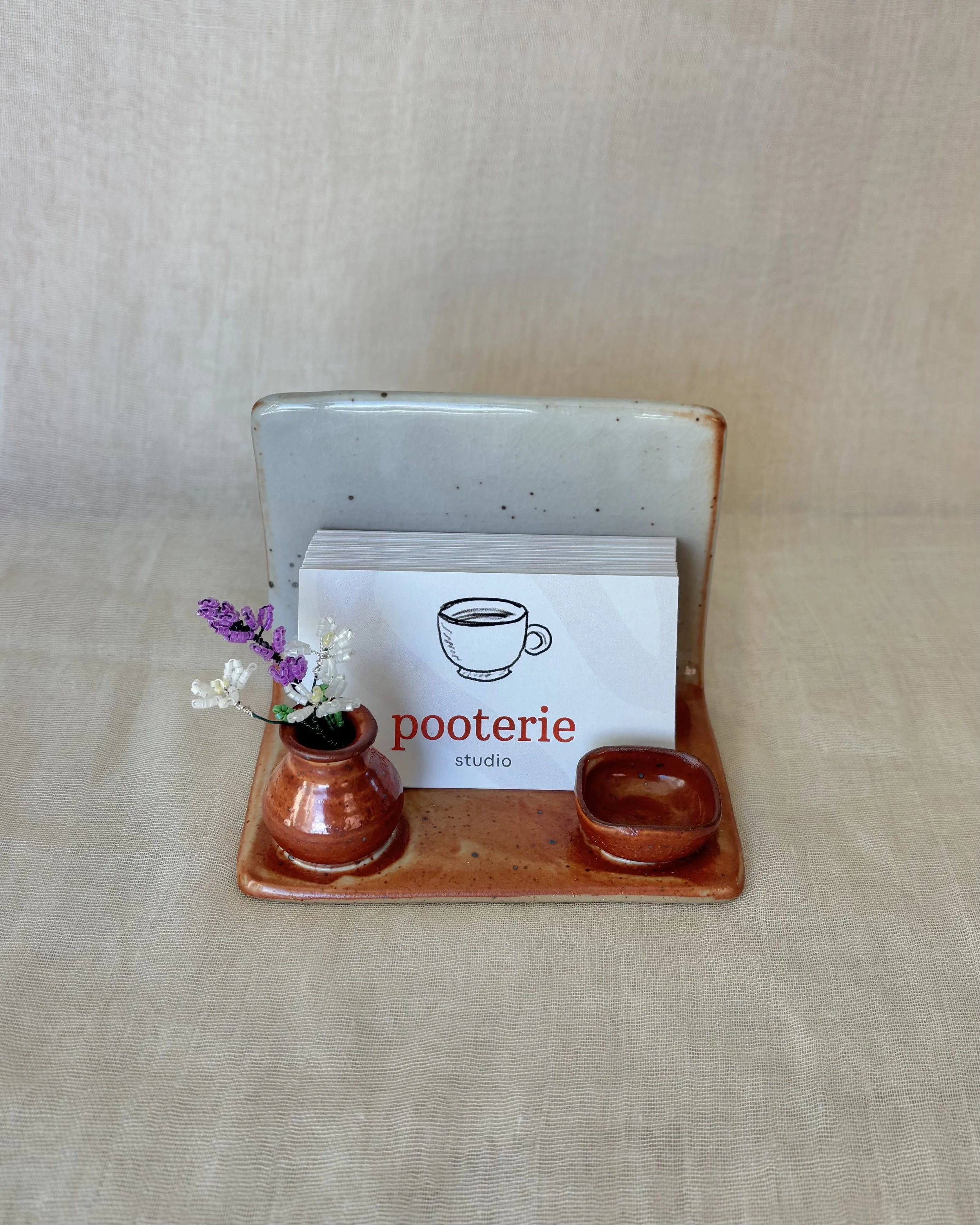 handmade-ceramic-business-card-holder-terracotta-white-beaded-lavender.jpeg