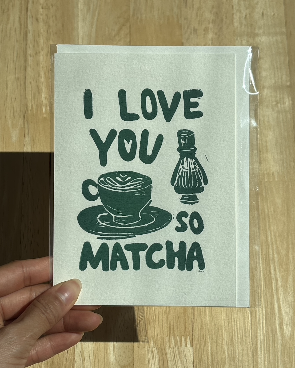 I Love You So Matcha Linocut Printed Card