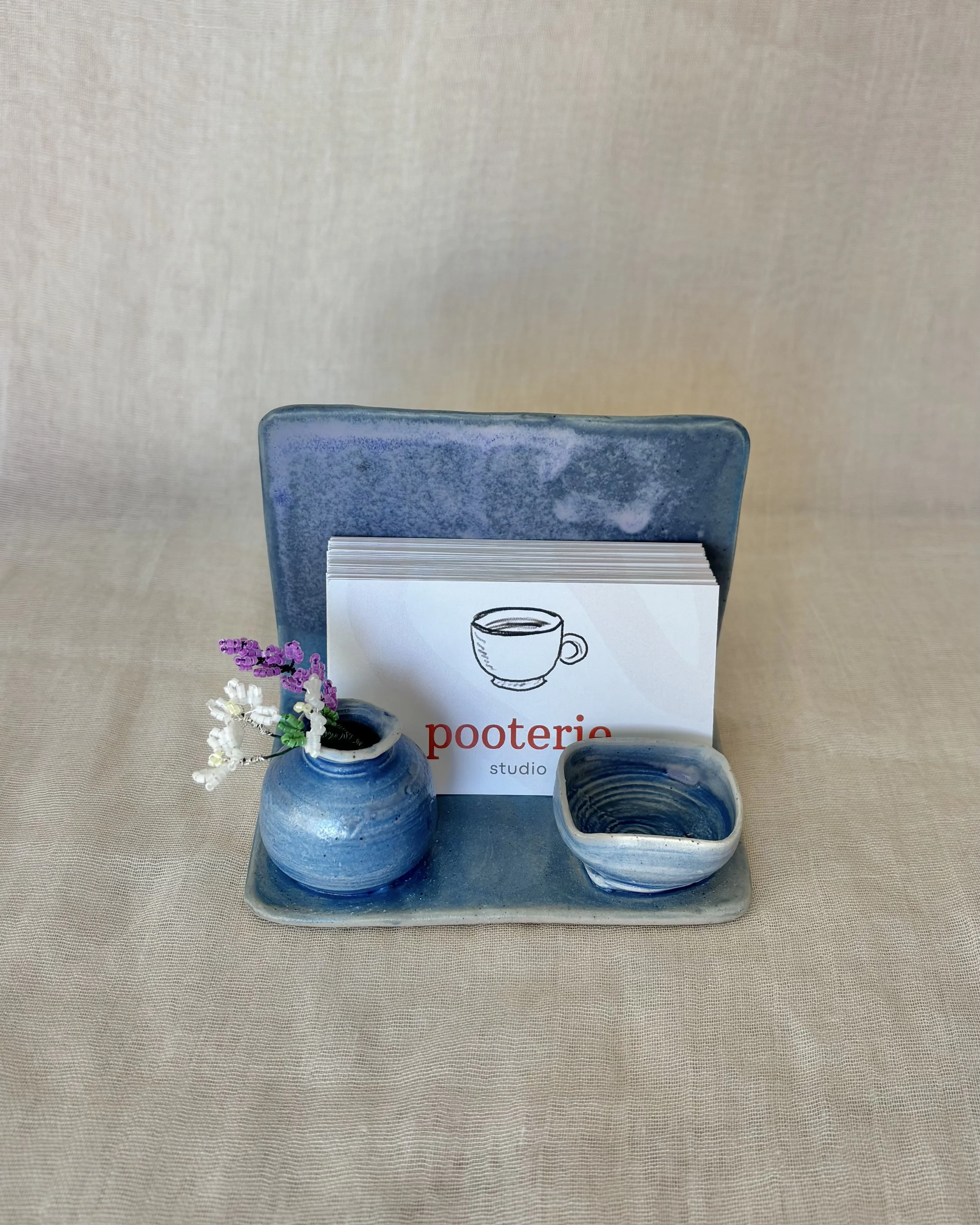 blue-pottery-business-card-stand-lavender-stem.jpeg