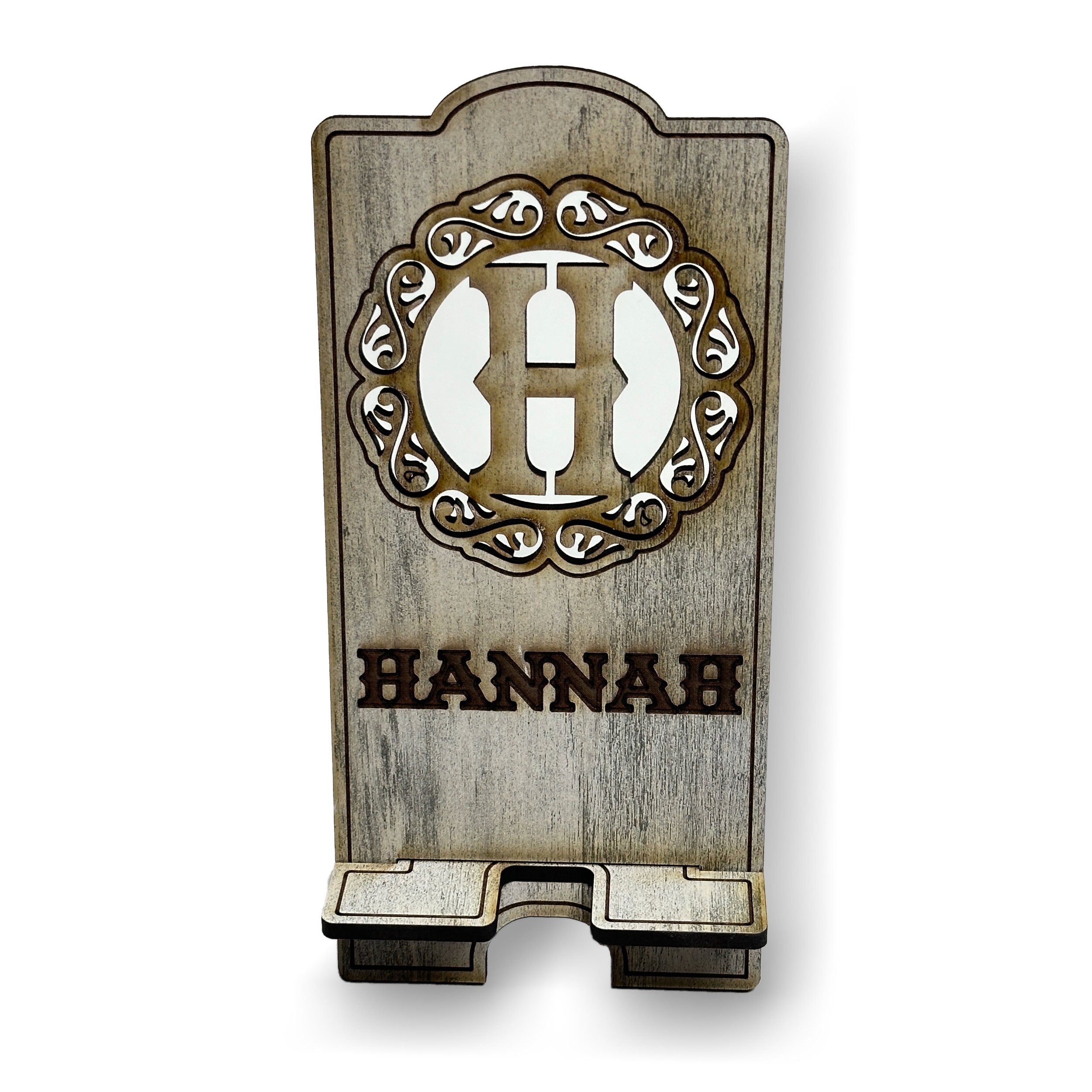 Customized Rustic White Phone Stand