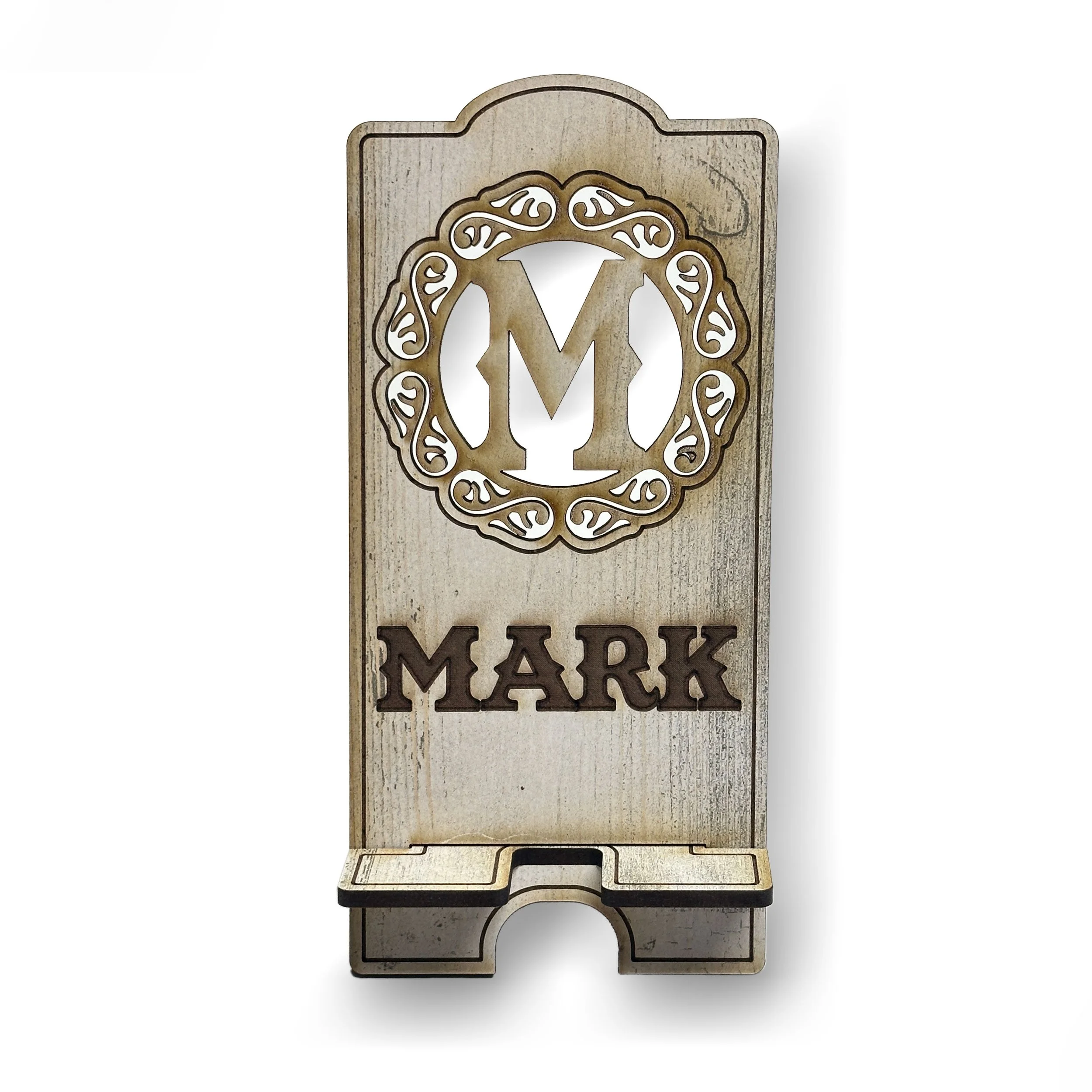 Customized Rustic White Phone Stand