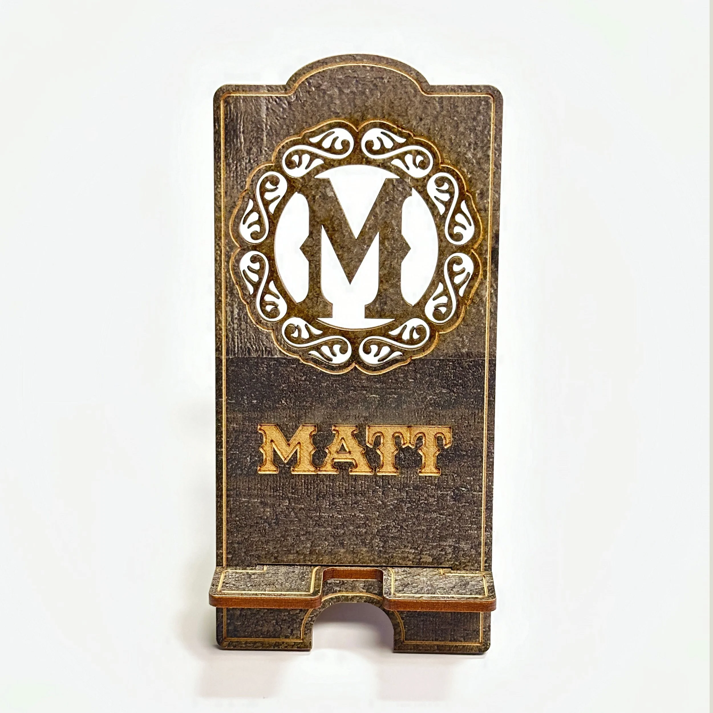 Customized Leatherwood Phone Stand