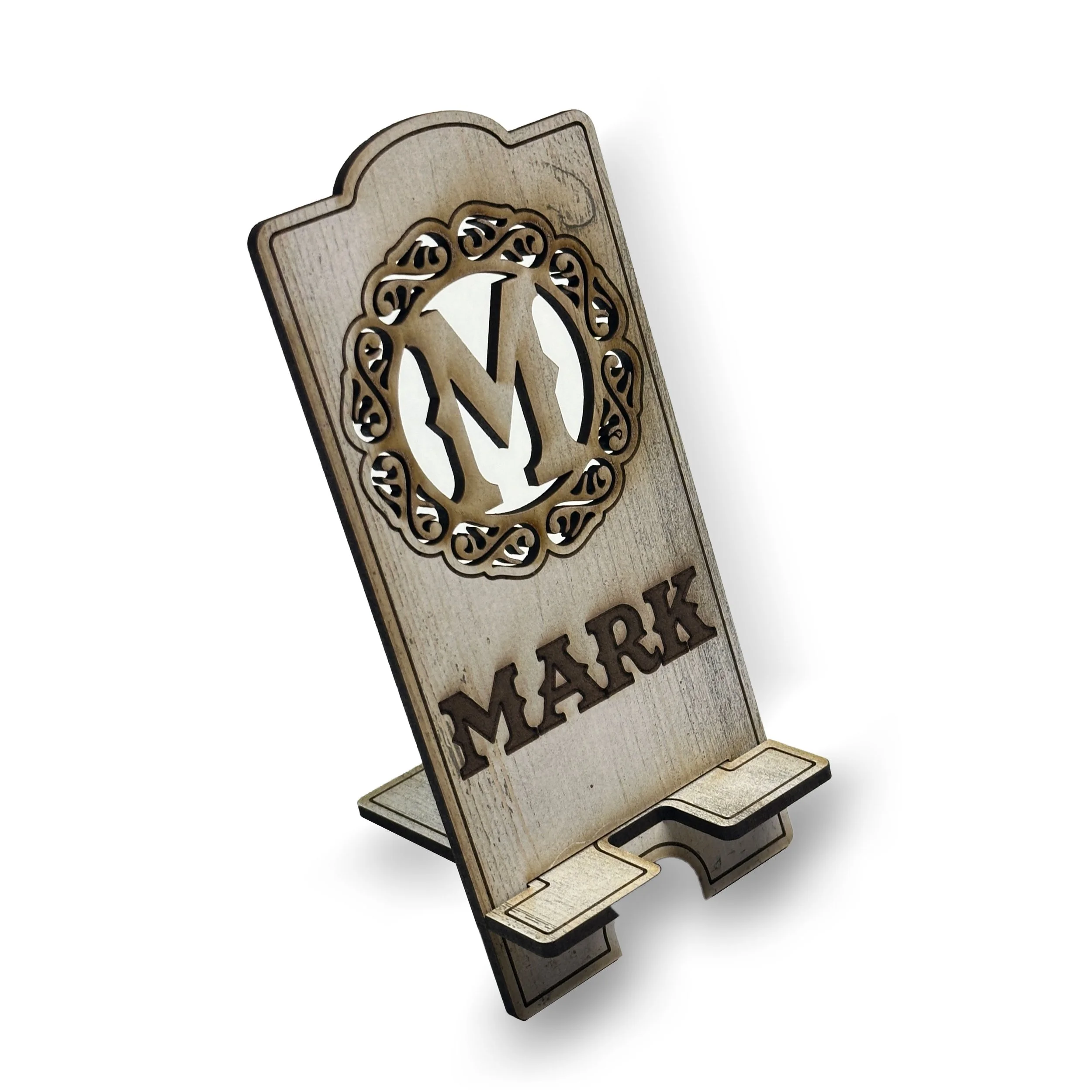 Customized Rustic White Phone Stand