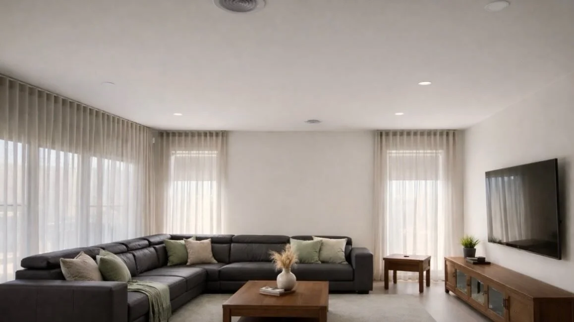 MILL PARK PROJECT

Customer was after a soft, modern, light-filled interior for their newly rebuilt home. 

Floor-to-ceiling sheer curtains were selected to gently diffuse natural light, paired with sleek blockout blinds for privacy and everyday func