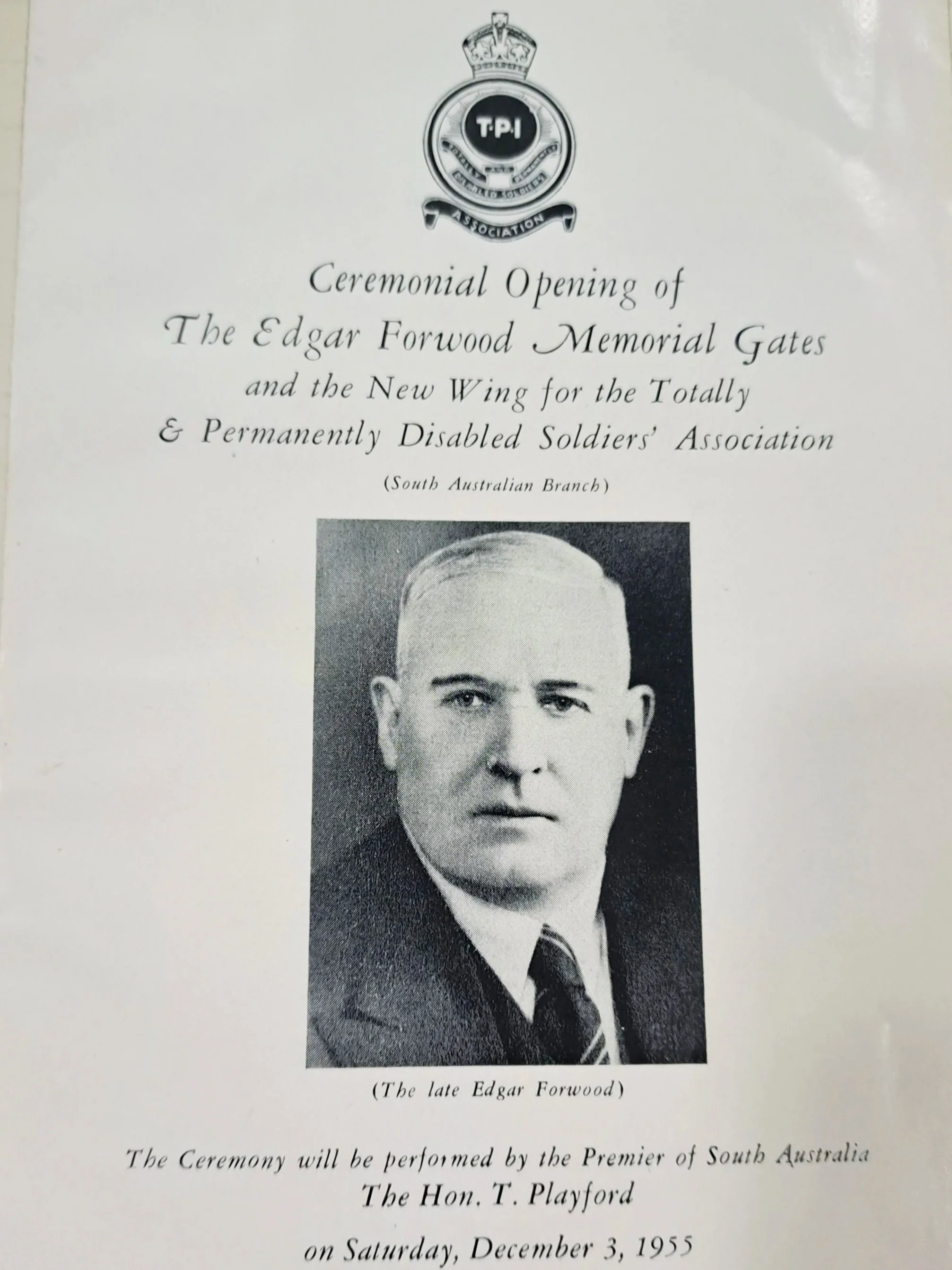 Ceremonial Opening of The Edgar Forwood Memorial Gates 1955