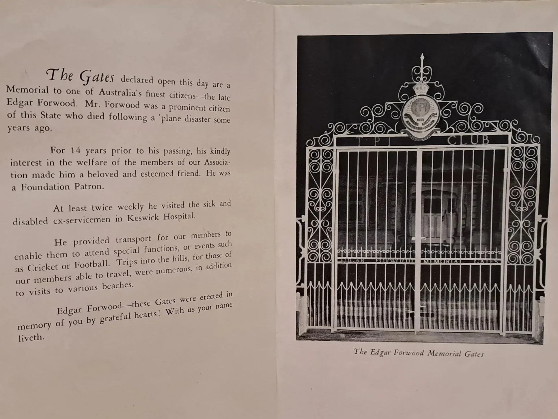 Edgar Forwood Memorial Gates 