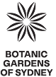 Botanic Gardens of Sydney logo with a stylized flower in black and white