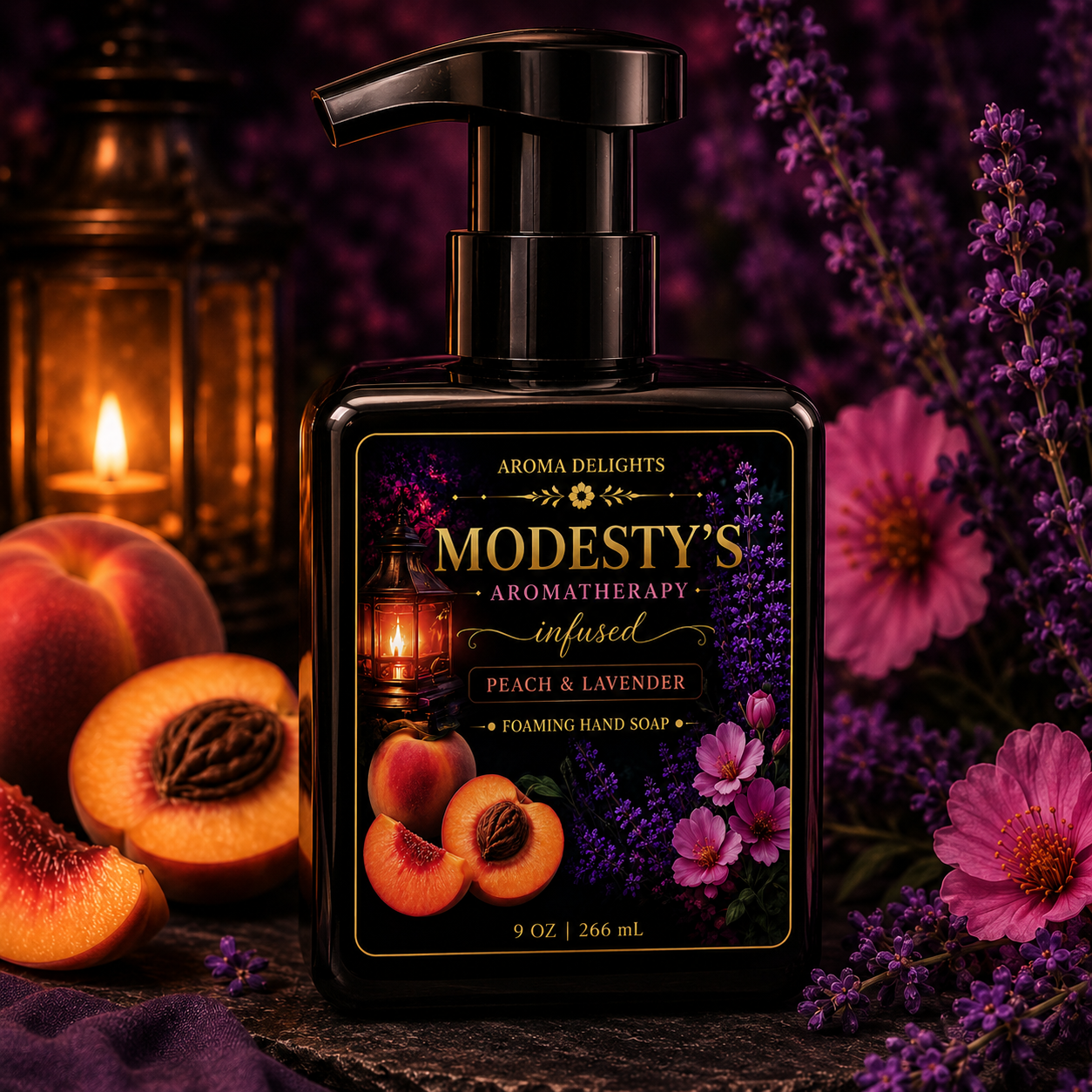 Modesty's Aromatherapy Infused Peach & Lavender Foaming Hand Soap