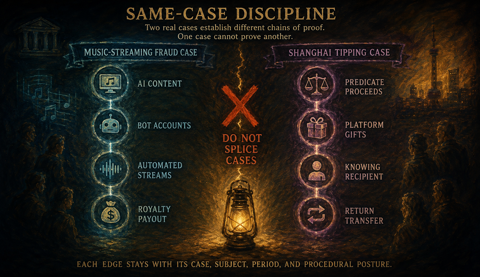 Separate Smith and Shanghai evidence chains with a warning not to splice their facts into one case.