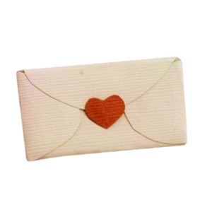 Envelope with a red heart seal and string bow