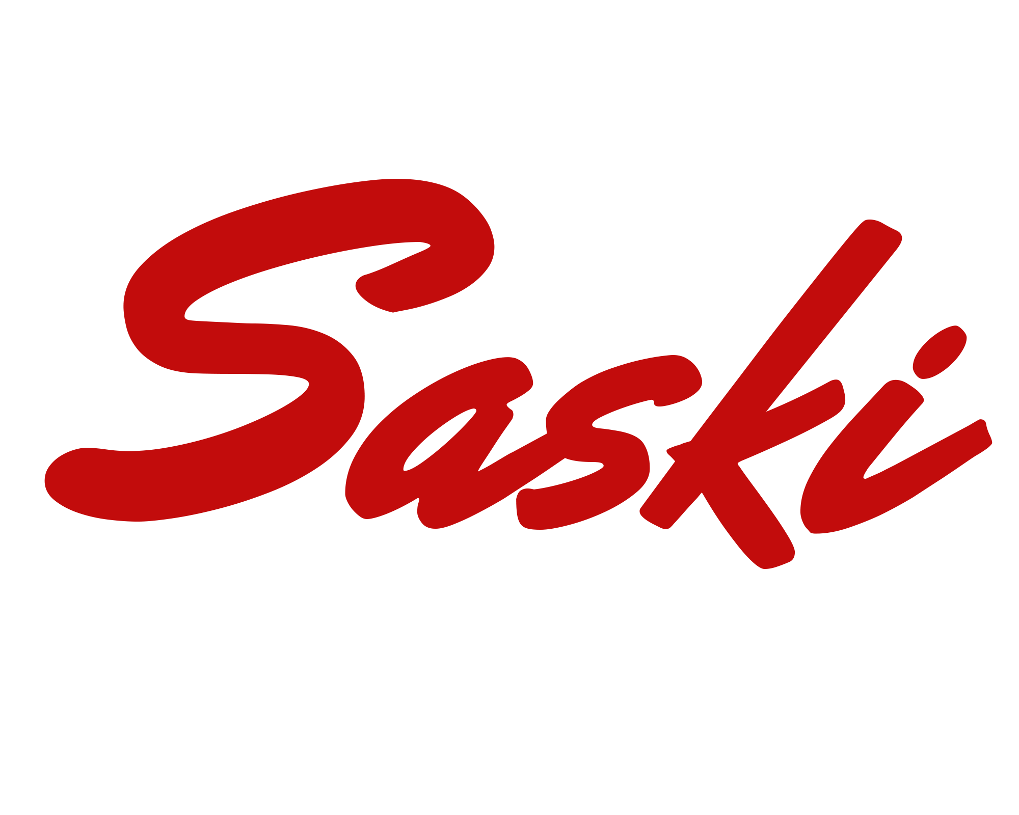 The logo of the movie 'Sassy' written in cursive red font on a black background.