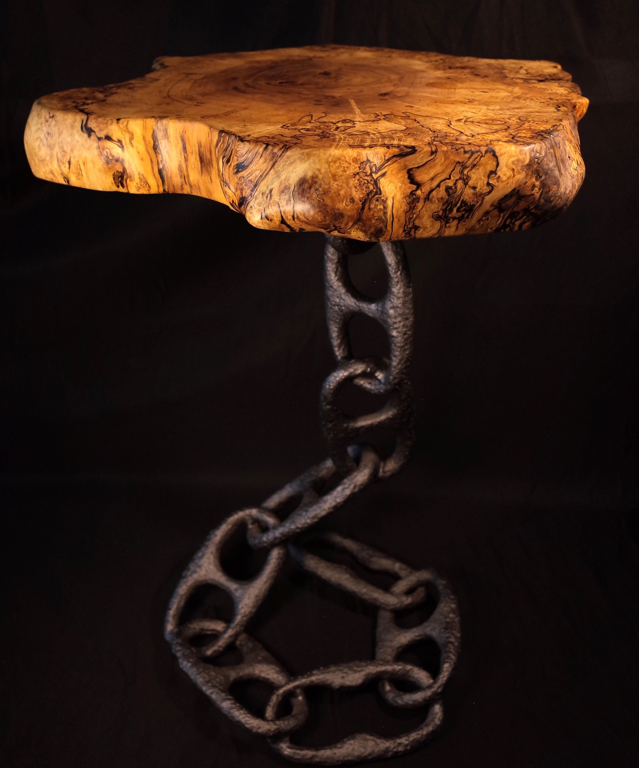 Burled spalted walnut end table (Table 1 in pair)