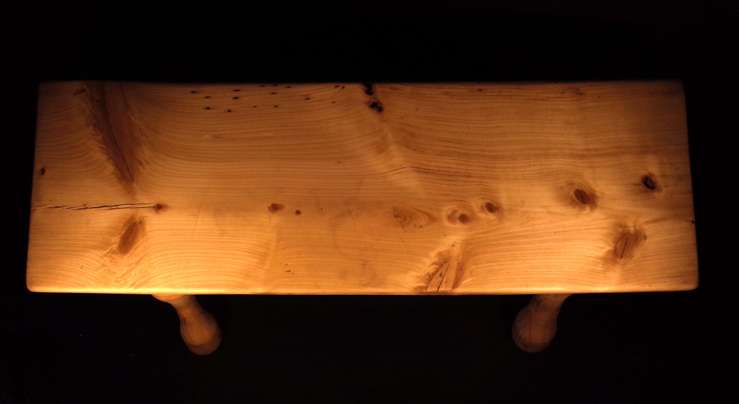 Top view - square bench with lathe turned legs