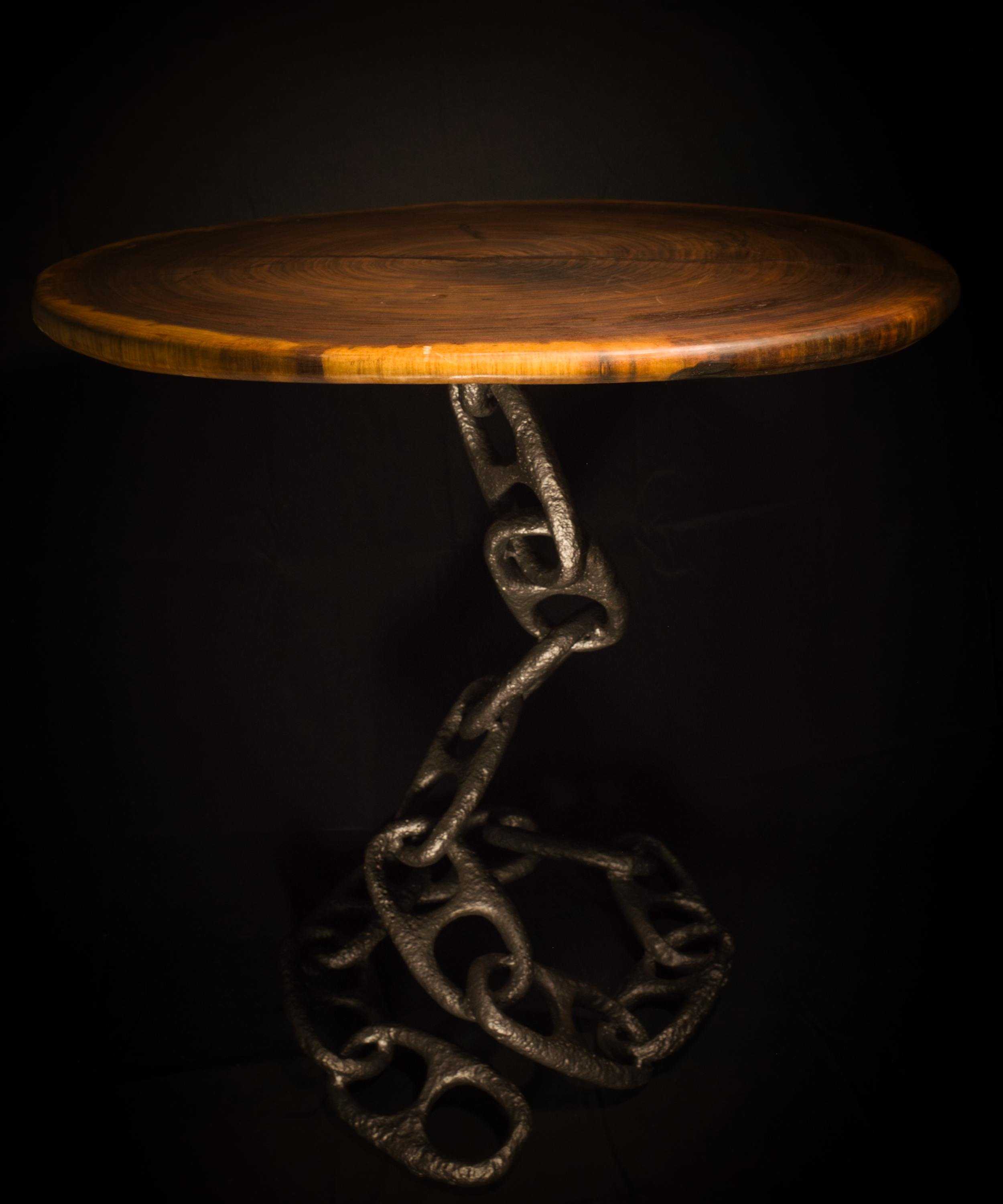 Nautical chain welded base with black walnut top