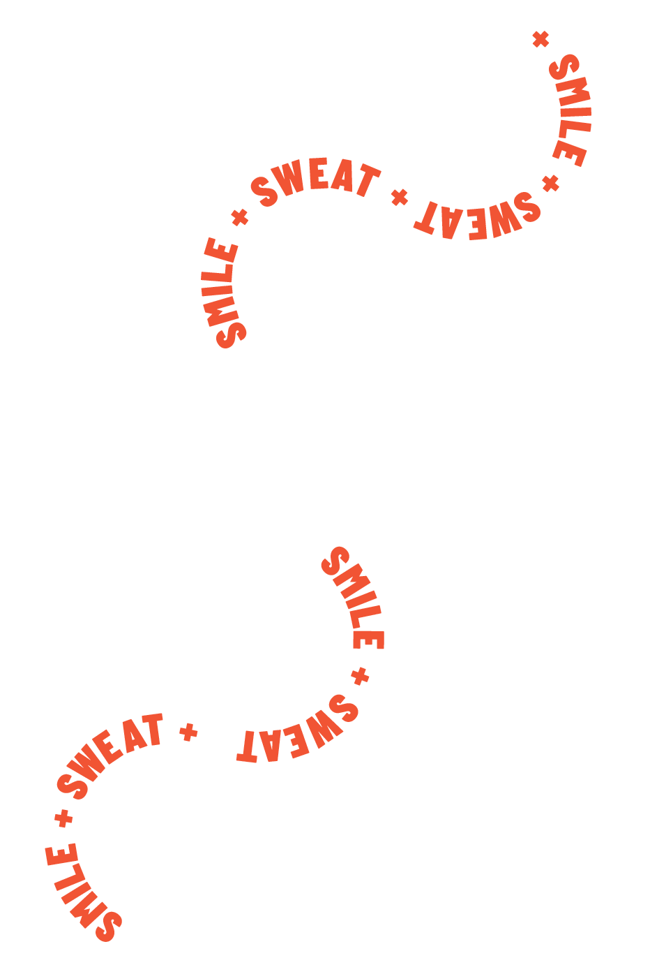 Black background with the words 'SILLY + SWEAT' in red, curved in three different sections.