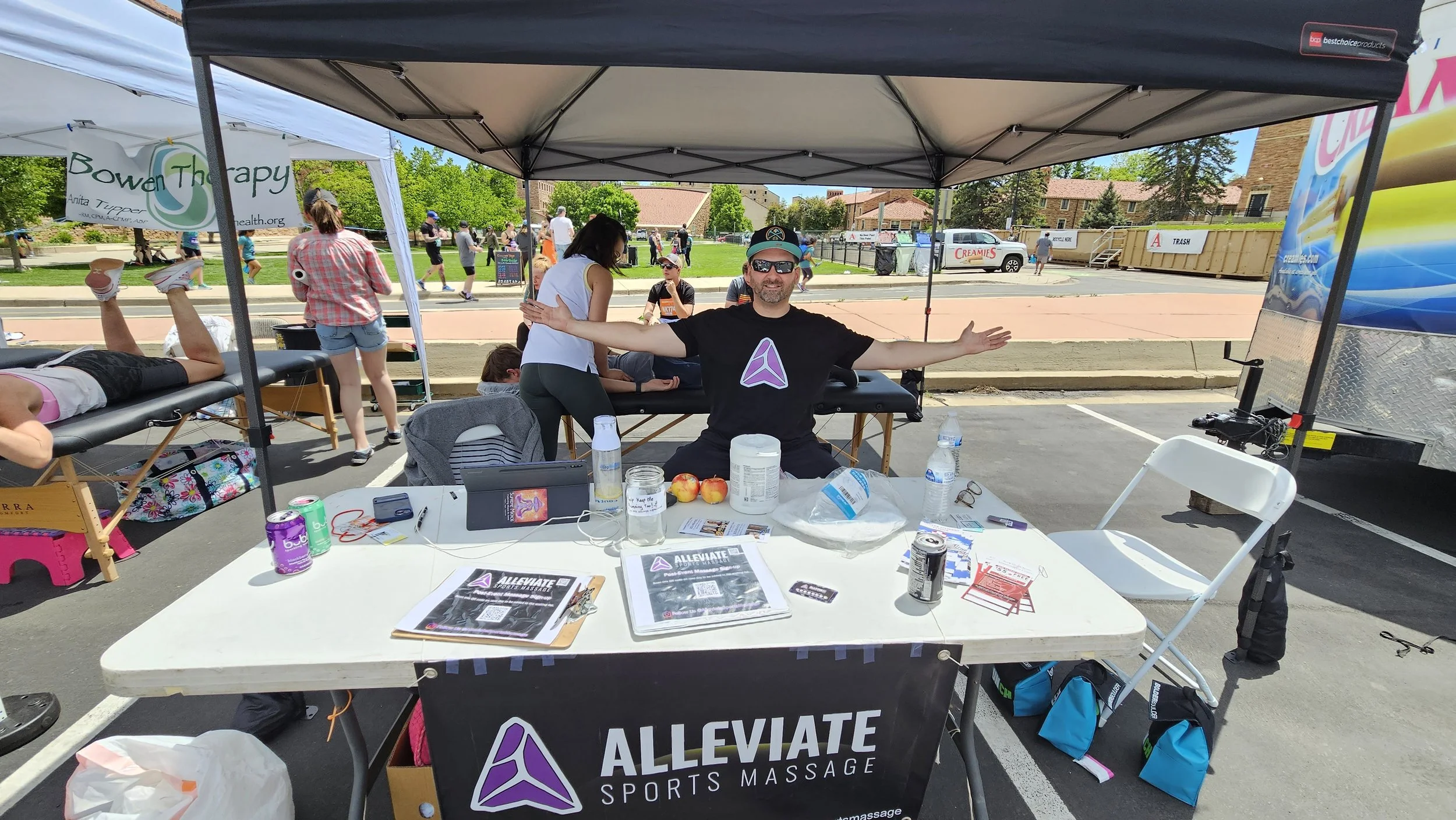 Matt Barcello working on runners at the BolderBoulder